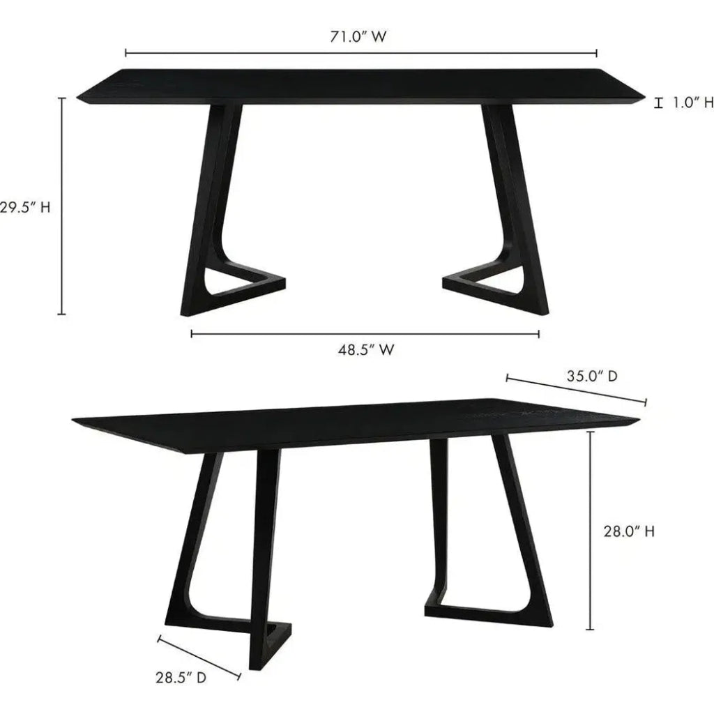 Dining Table Rectangular Black Mid - Century - LOOMLAN - Moe's Home - Dining Tables