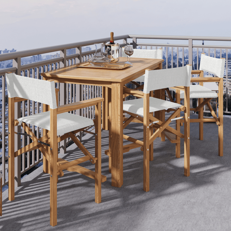 Director Teak Patio Counter Height Dining Set 5PC - LOOMLAN - HiTeak - Outdoor Dining Sets