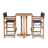Director Teak Patio Square Bar Height Dining Set 3PC - LOOMLAN - HiTeak - Outdoor Dining Sets