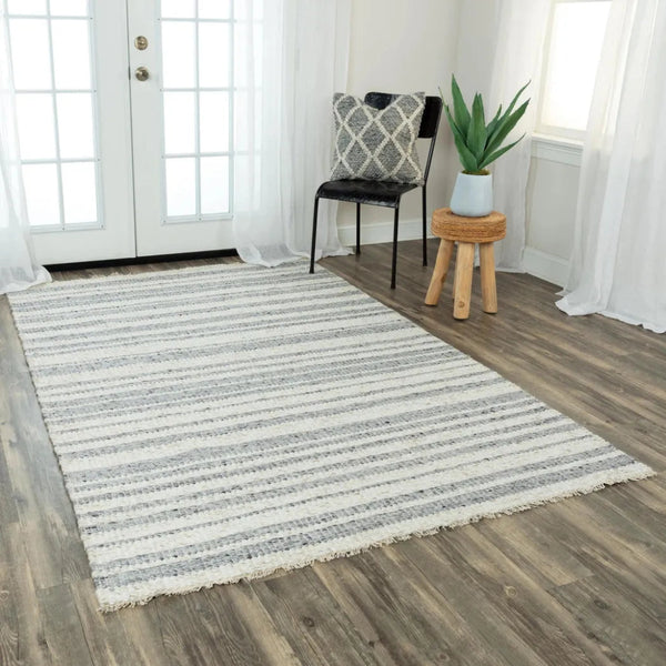 Doma Stripe Gray Area Rugs For Living Room - LOOMLAN - LOOMLAN - Area Rugs