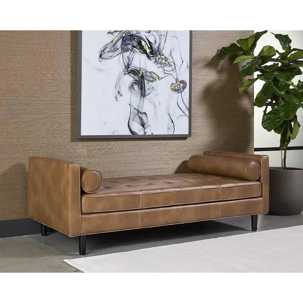 Donnie Leather Classic Backless Bench - LOOMLAN - SUNPAN - Bedroom Benches