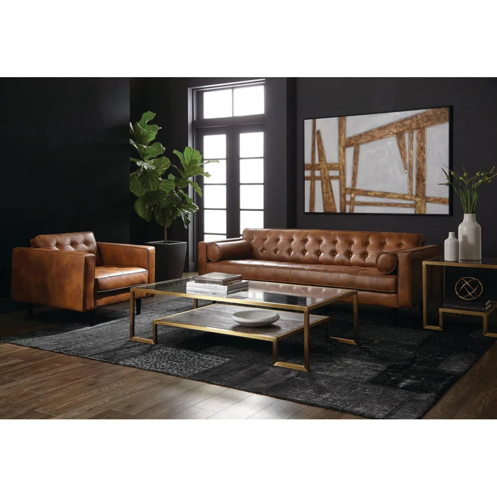 Donnie Leather Classic Sofa - LOOMLAN - SUNPAN - Sofas & Loveseats