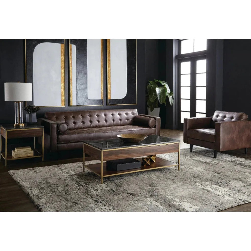 Donnie Leather Classic Sofa - LOOMLAN - SUNPAN - Sofas & Loveseats