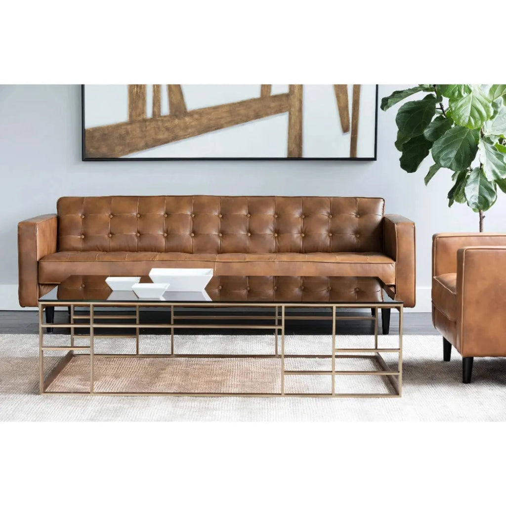 Donnie Leather Classic Sofa - LOOMLAN - SUNPAN - Sofas & Loveseats