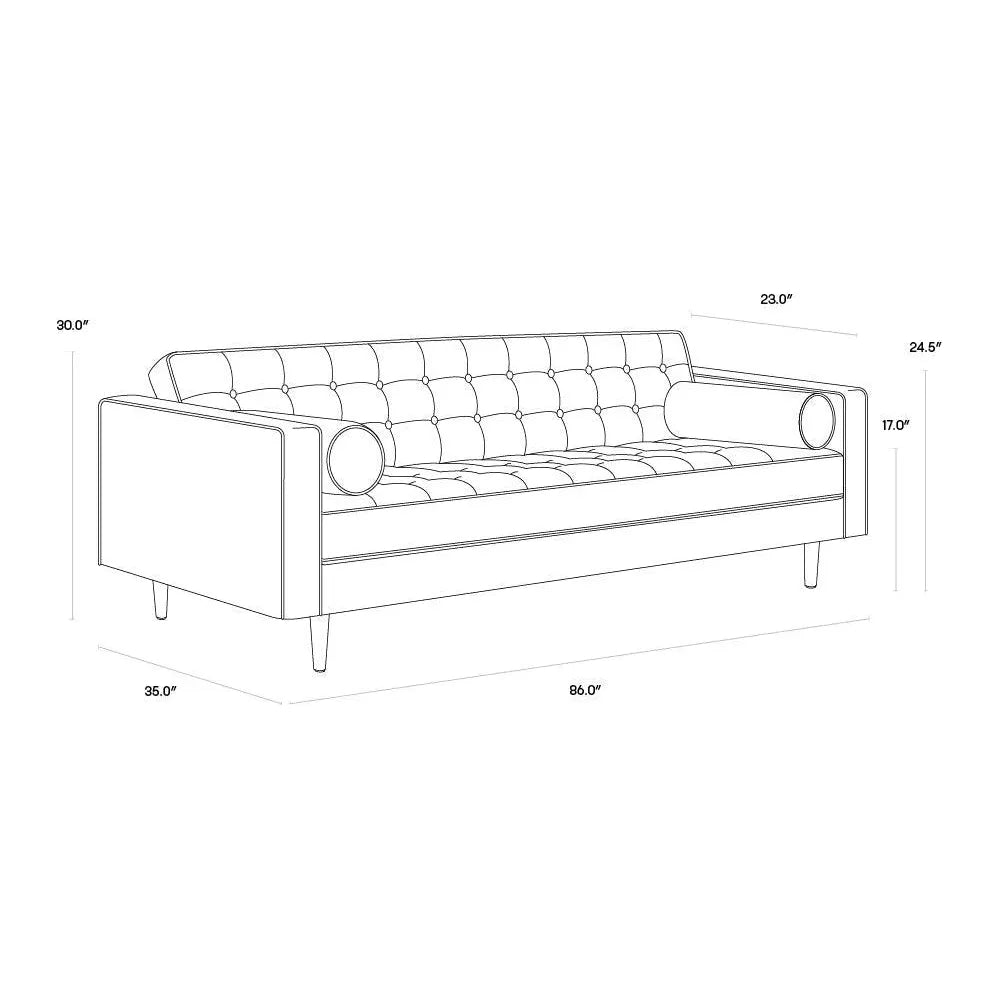 Donnie Leather Classic Sofa - LOOMLAN - SUNPAN - Sofas & Loveseats