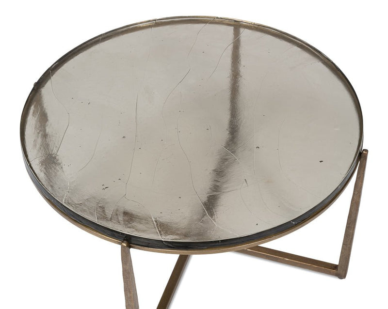 Dorsey Iron Framed Round Coffee Table - LOOMLAN - Sarreid - Coffee Tables