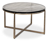 Dorsey Iron Framed Round Coffee Table - LOOMLAN - Sarreid - Coffee Tables