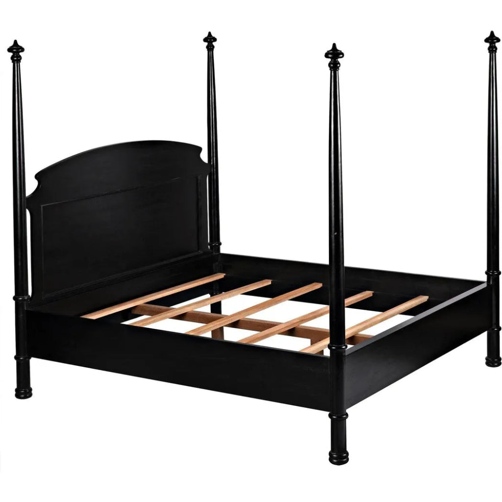 Douglas Four Poster Wood Black Bed Frame - LOOMLAN - Noir - Beds