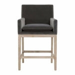 Drake Counter Stool Dark Dove Velvet Natural Gray Oak - LOOMLAN - Essentials For Living - Counter Stools