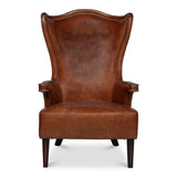 Drake Distilled Leather Accent Chair Tall Back - LOOMLAN - Sarreid - Accent Chairs