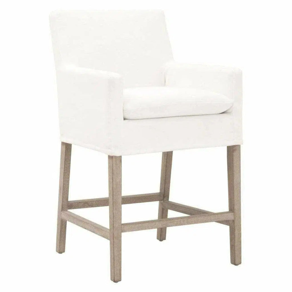 Drake Slipcover Counter Stool LiveSmart White - LOOMLAN - Essentials For Living - Counter Stools