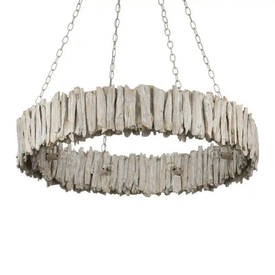 Driftwood Whitewash Ring Chandelier - LOOMLAN - Currey & Co - Chandeliers