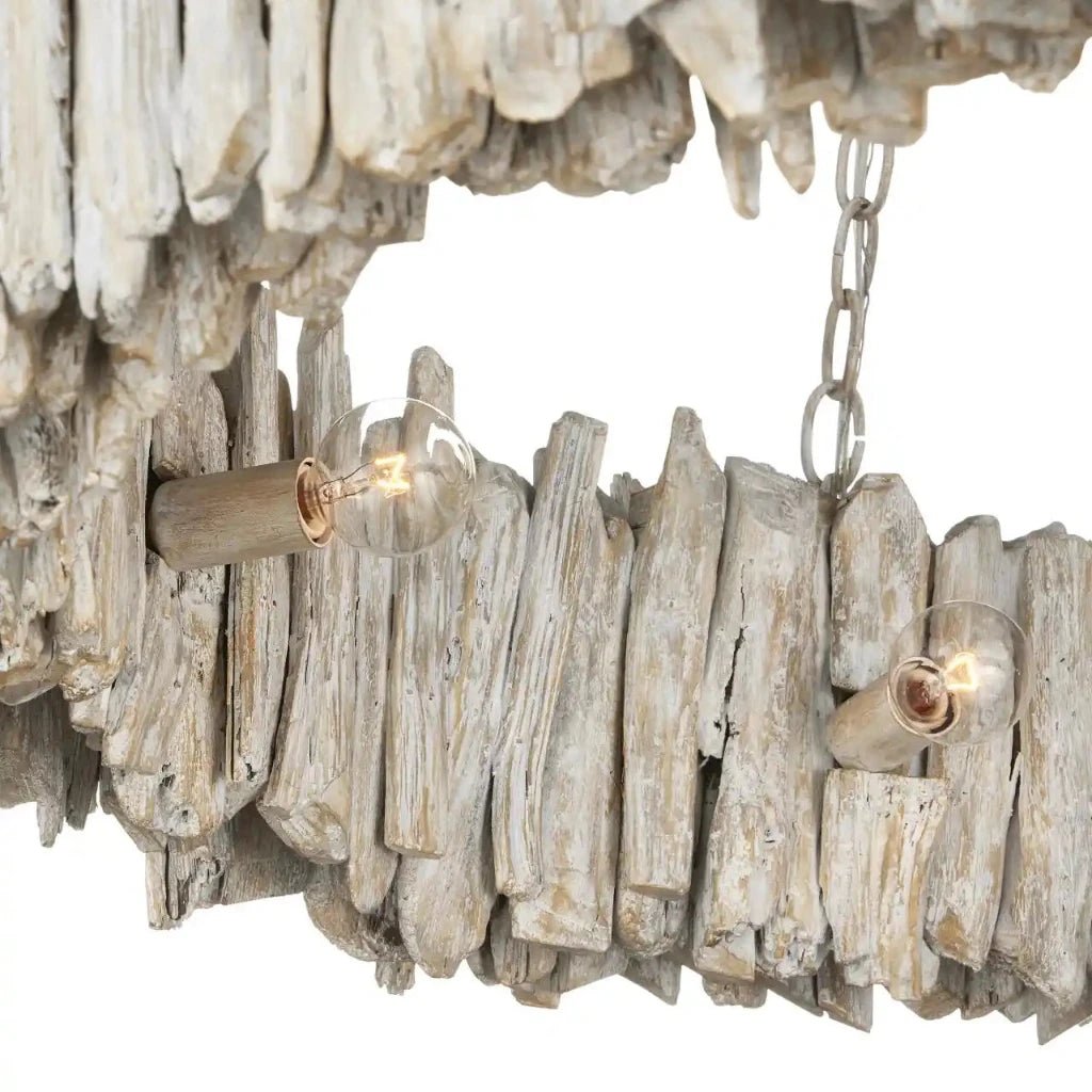 Driftwood Whitewash Ring Chandelier - LOOMLAN - Currey & Co - Chandeliers