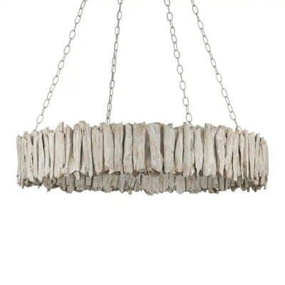 Driftwood Whitewash Ring Chandelier - LOOMLAN - Currey & Co - Chandeliers