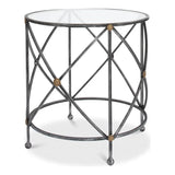 Drum & Fife Lamp Table Side Table Glass Top - LOOMLAN - Sarreid - Side Tables
