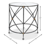 Drum & Fife Lamp Table Side Table Glass Top - LOOMLAN - Sarreid - Side Tables
