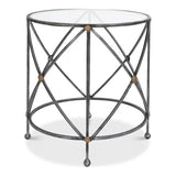 Drum & Fife Lamp Table Side Table Glass Top - LOOMLAN - Sarreid - Side Tables