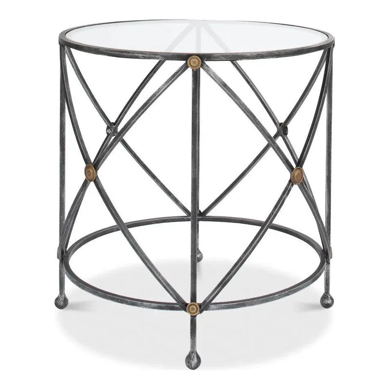 Drum & Fife Lamp Table Side Table Glass Top - LOOMLAN - Sarreid - Side Tables
