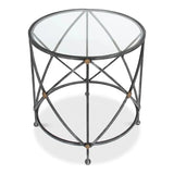 Drum & Fife Lamp Table Side Table Glass Top - LOOMLAN - Sarreid - Side Tables