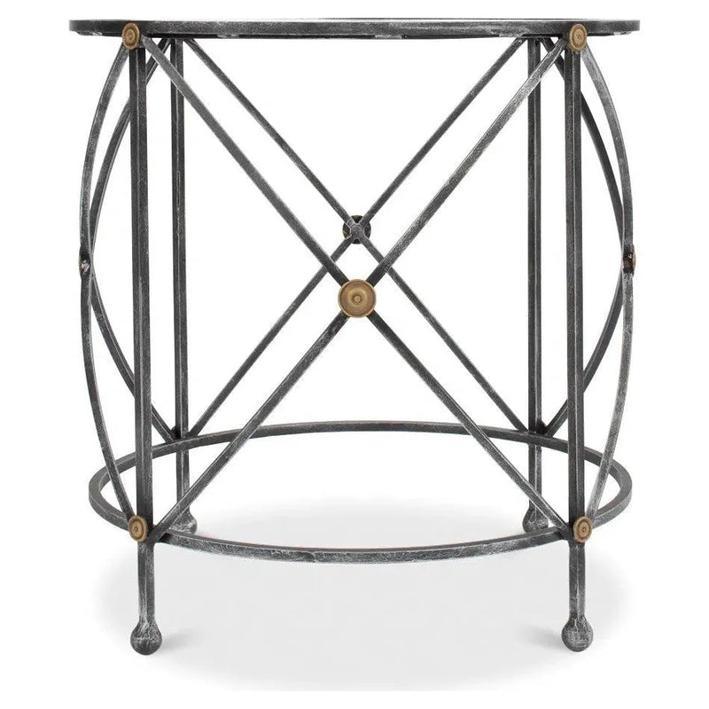 Drum & Fife Lamp Table Side Table Glass Top - LOOMLAN - Sarreid - Side Tables
