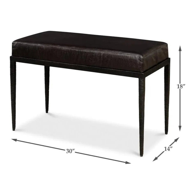 Duke Ridged Iron Bench - LOOMLAN - Sarreid - Bedroom Benches