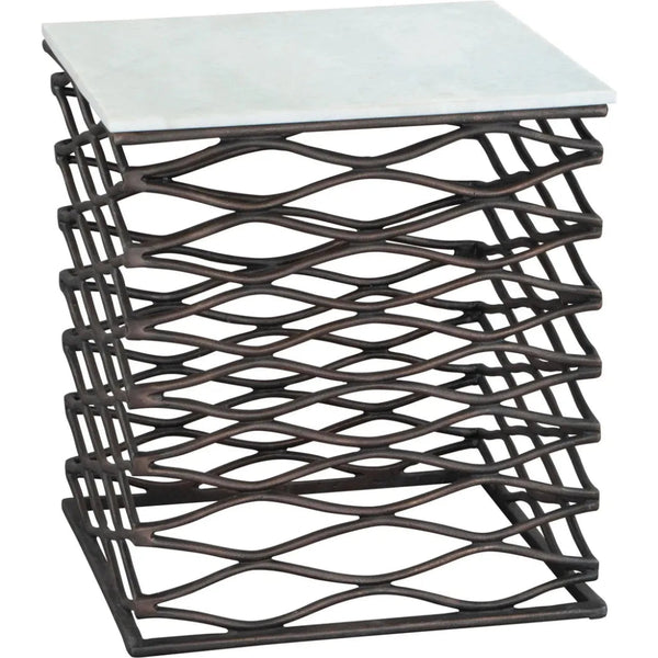 Duke Side Table White & Antique Black - LOOMLAN - Zuo Modern - Side Tables