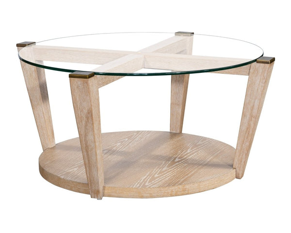 Dunes White Round Cocktail Table - LOOMLAN - Bassett Mirror - Coffee Tables