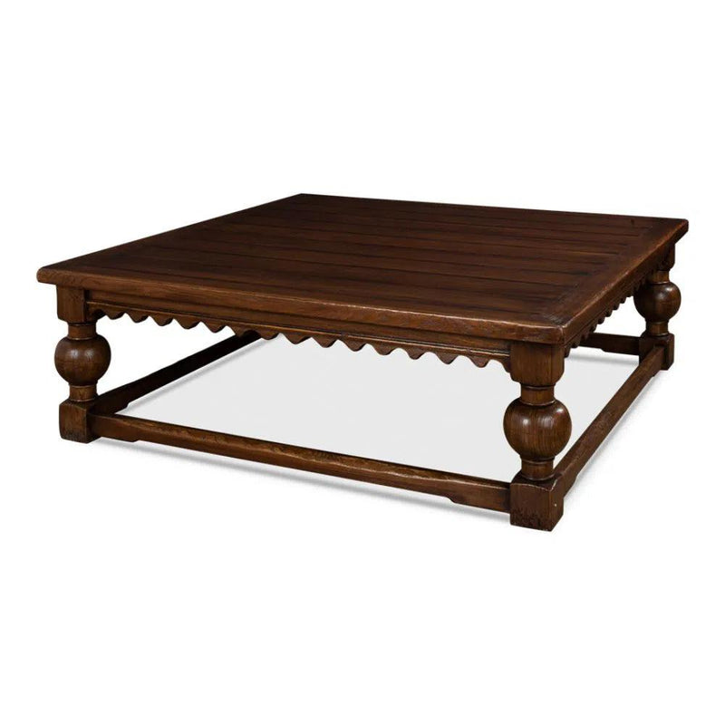 Durand Coffee Table Square Solid Wood Dark Brown - LOOMLAN - Sarreid - Coffee Tables