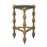 Marcos Glass Topped Wooden Round End Table