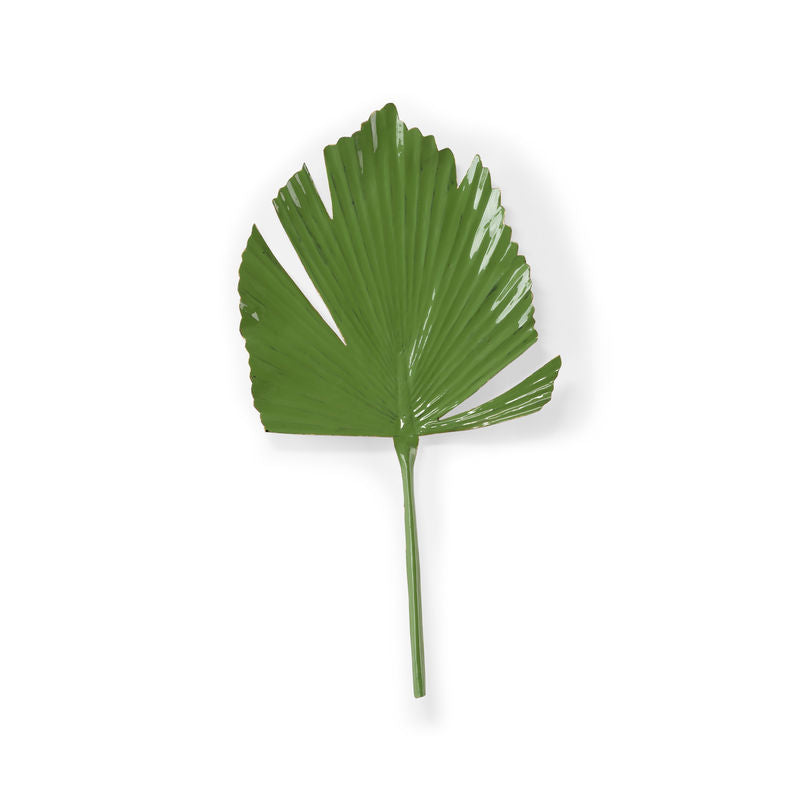 Green Enamel Palm Leaf Wall Decor-Room Dividers-Wildwood-Split Leaf (Left)-LOOMLAN