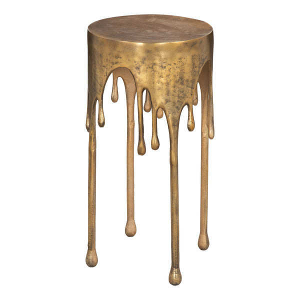 Drip Antique Brass Round Accent Table