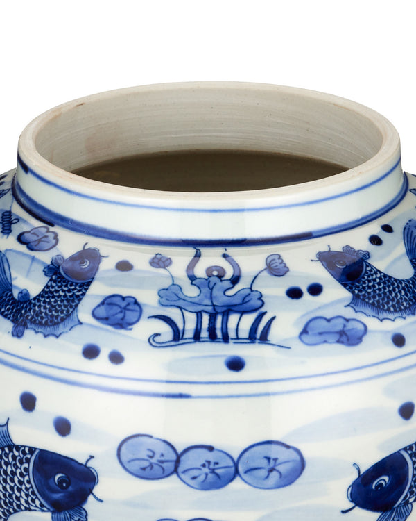 South Sea Blue & White Medium Temple Jar