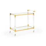 Boulevardier Steel Frame Bar Cart-Home Bar Carts-Wildwood-Clear/Gold-LOOMLAN