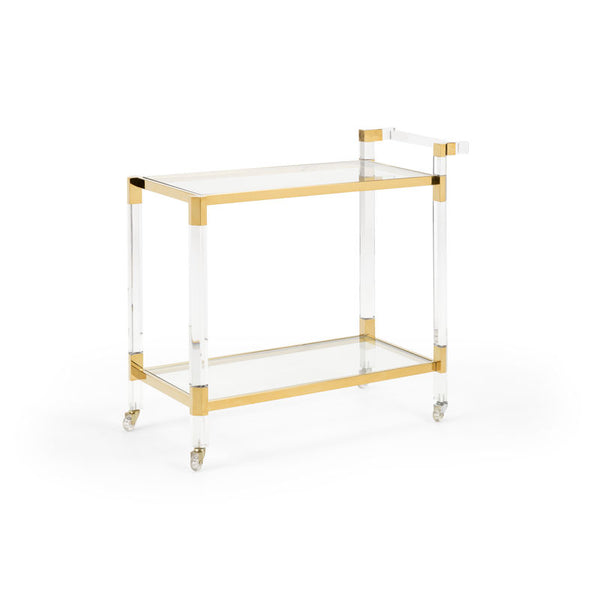 Boulevardier Steel Frame Bar Cart-Home Bar Carts-Wildwood-Clear/Gold-LOOMLAN