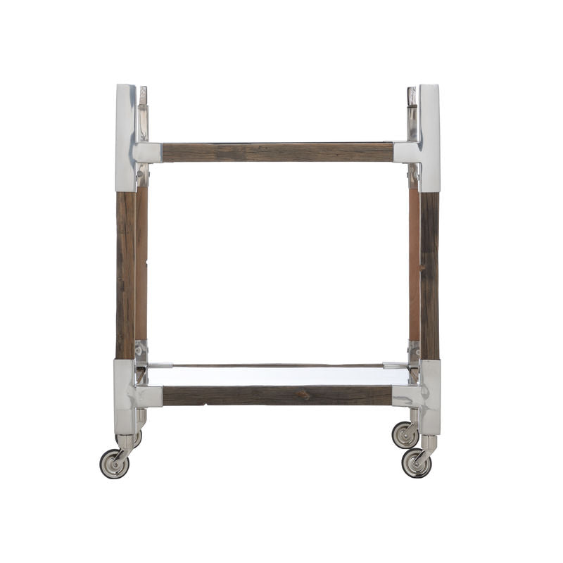 Rustic Glam Wood Frame Bar Cart-Home Bar Carts-Wildwood-LOOMLAN