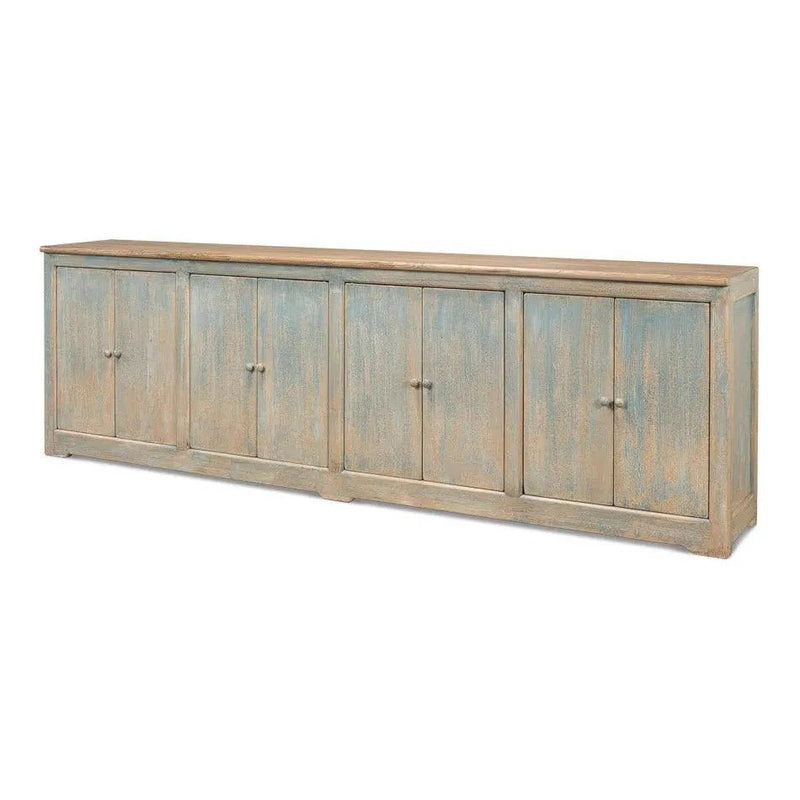 Eight Is Enough Extra Wide Sideboard Antique Blue - LOOMLAN - Sarreid - Sideboards