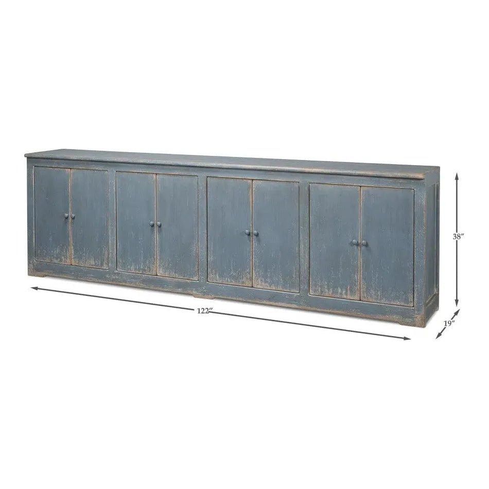 Eight Is Enough Extra Wide Sideboard Blue Grey - LOOMLAN - Sarreid - Sideboards