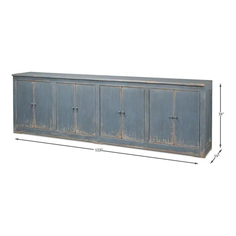 Eight Is Enough Extra Wide Sideboard Blue Grey - LOOMLAN - Sarreid - Sideboards