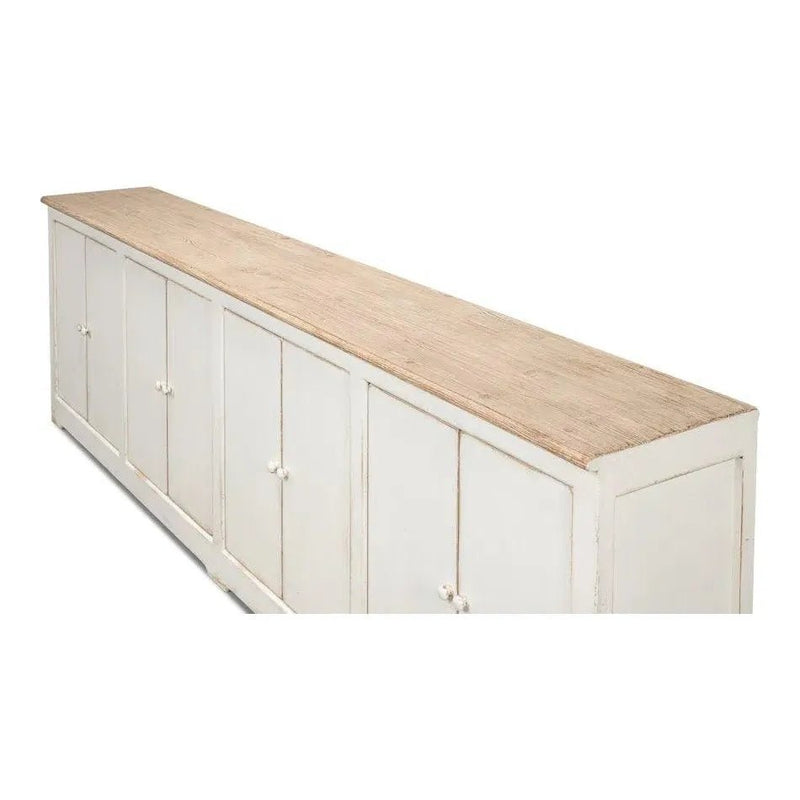 Eight Is Enough Extra Wide Sideboard Whitewash - LOOMLAN - Sarreid - Sideboards