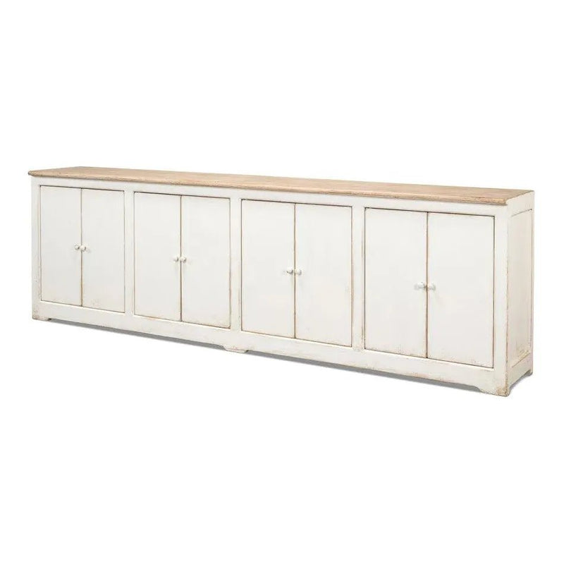 Eight Is Enough Extra Wide Sideboard Whitewash - LOOMLAN - Sarreid - Sideboards