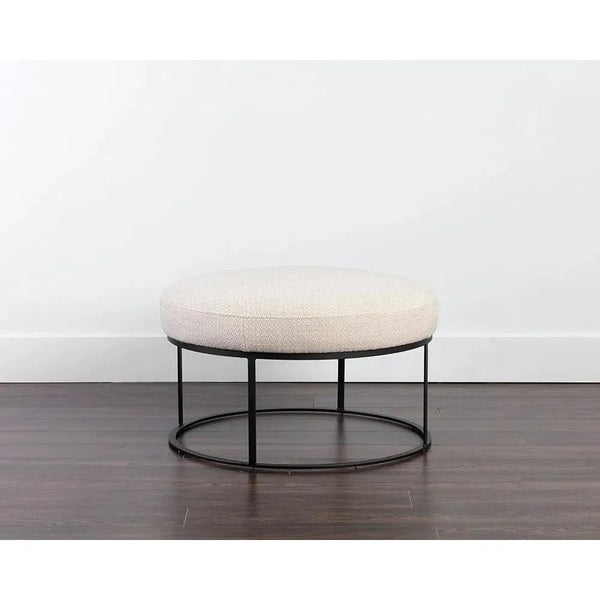 Elgin Leather Modern Round Ottoman - LOOMLAN - SUNPAN - Ottomans