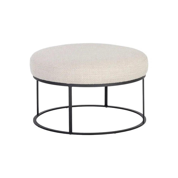 Elgin Leather Modern Round Ottoman - LOOMLAN - SUNPAN - Ottomans