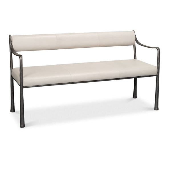 Eliana Iron Framed Leather Bedroom Bench - LOOMLAN - Sarreid - Bedroom Benches