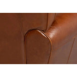 Elite French Brown Leather Club Chair - LOOMLAN - Sarreid - Club Chairs