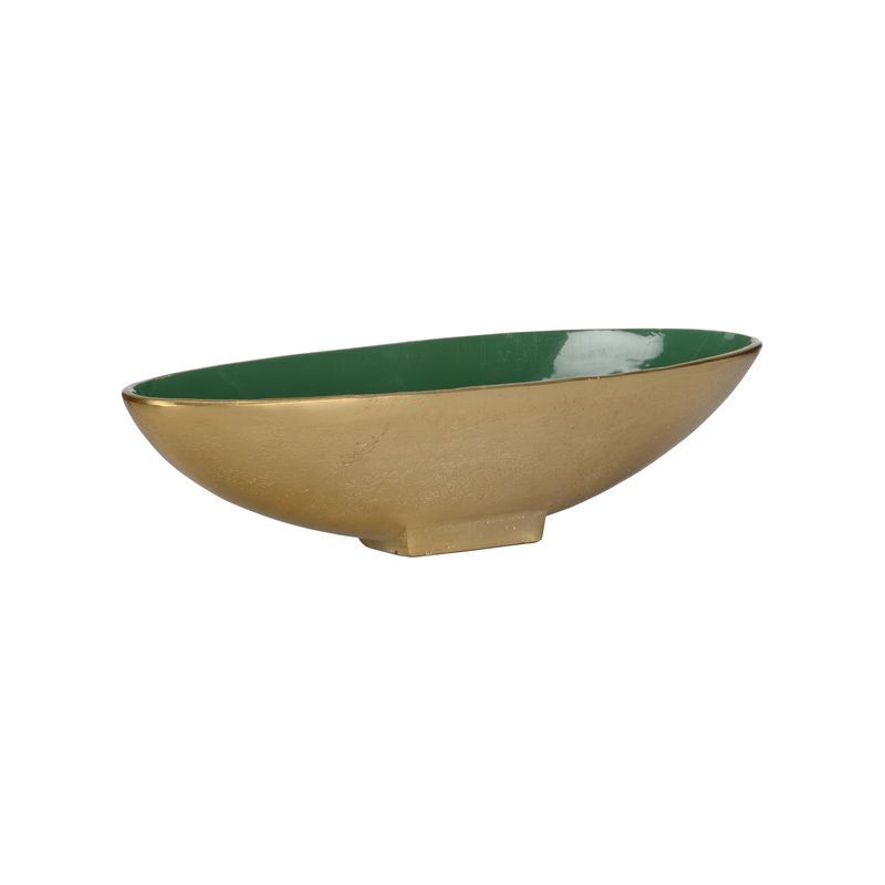 Emerald Textured Metallic Gold Oval Bowl - LOOMLAN - Wildwood - Boxes & Bowls