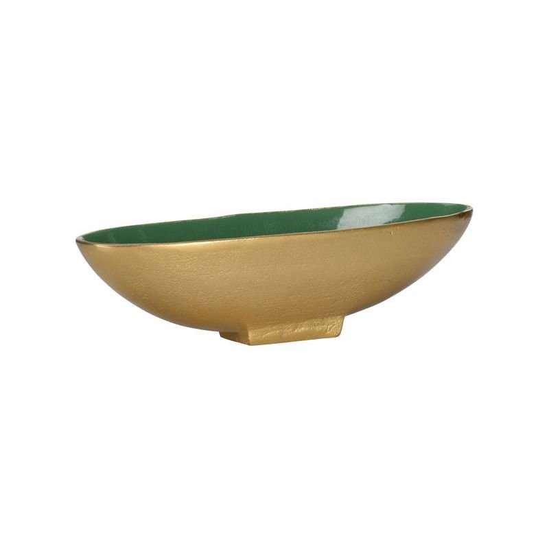 Emerald Textured Metallic Gold Oval Bowl - LOOMLAN - Wildwood - Boxes & Bowls