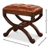 Empire Stool With Leather - LOOMLAN - Sarreid - Poufs and Stools