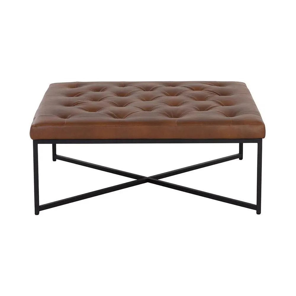 Endall Leather Square Ottoman - LOOMLAN - SUNPAN - Ottomans