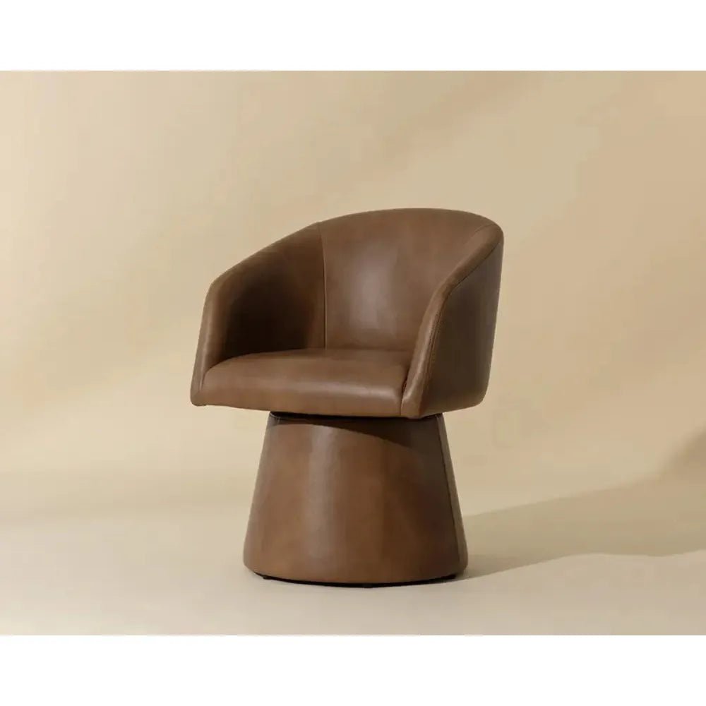 Etta Leather Swivel Dining Armchair - LOOMLAN - Dining Chairs