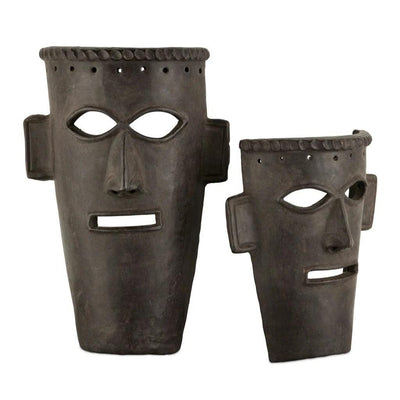 Etu Black Mask Set of 2 - LOOMLAN - Currey & Co - Statues & Sculptures